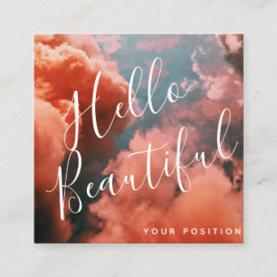 Soft Blue Sky en roze wolken Vierkante Visitekaartje
