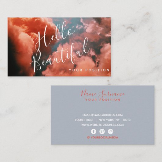 Soft Blue Sky en roze wolken Visitekaartje (Voorkant / Achterkant)