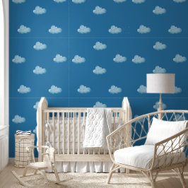 Soft Blue Sky & Fluffy White Clouds Pattern  Behang
