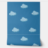 Soft Blue Sky & Fluffy White Clouds Pattern  Behang (Afrollen)