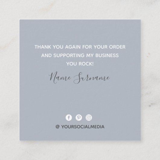 Soft Blue Sky & Pink Clouds - Hartelijk dank Vierkante Visitekaartje (Achterkant)