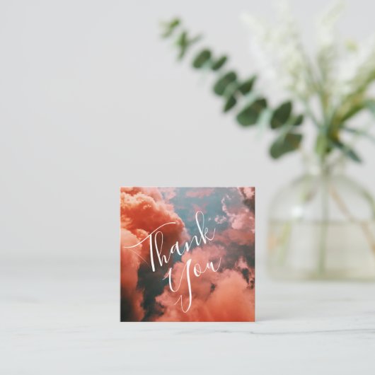 Soft Blue Sky & Pink Clouds - Hartelijk dank Vierkante Visitekaartje (Staand voorkant)
