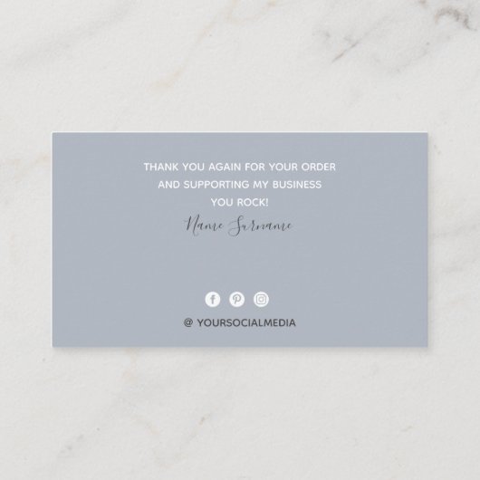 Soft Blue Sky & Pink Clouds - Hartelijk dank Visitekaartje (Achterkant)