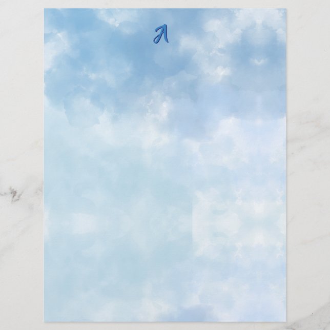 Soft Blue Sky Watercolor Cloud Briefhoofd (Voorkant)