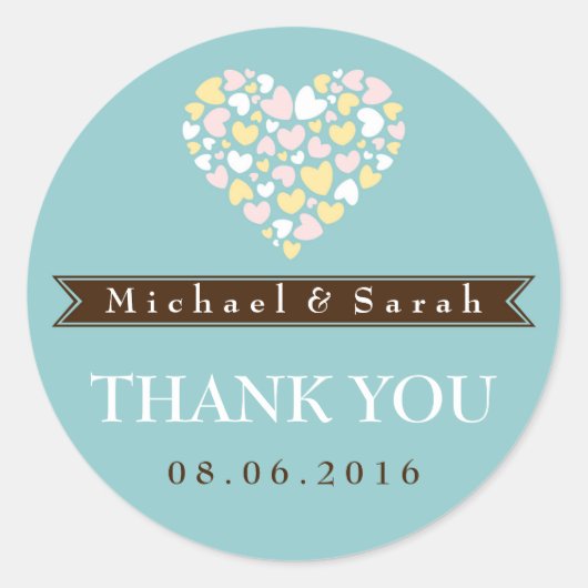 Soft Blue Small Hearts Wedding for Sticker (Voorkant)