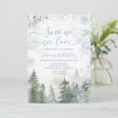 Soft Blue Snowflake In Love Winter Forest Birthday Kaart (Staand voorkant)