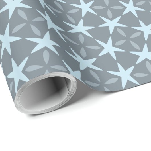 Soft Blue Starburst on Slate Grey Pattern Cadeaupapier (Rol Hoek)