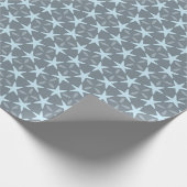 Soft Blue Starburst on Slate Grey Pattern Cadeaupapier (Hoek)