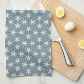 Soft Blue Starburst on Slate Grey Pattern Theedoek (Quarter Fold)