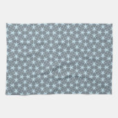 Soft Blue Starburst on Slate Grey Pattern Theedoek (Horizontaal)