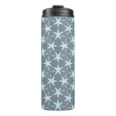 Soft Blue Starburst on Slate Grey Pattern Thermosbeker (Voorkant)