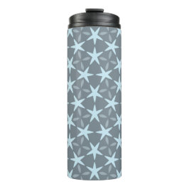 Soft Blue Starburst on Slate Grey Pattern Thermosbeker