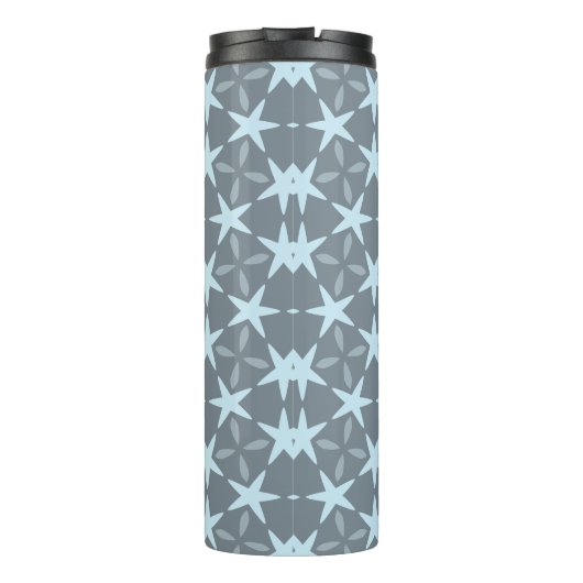 Soft Blue Starburst on Slate Grey Pattern Thermosbeker (Achterkant)