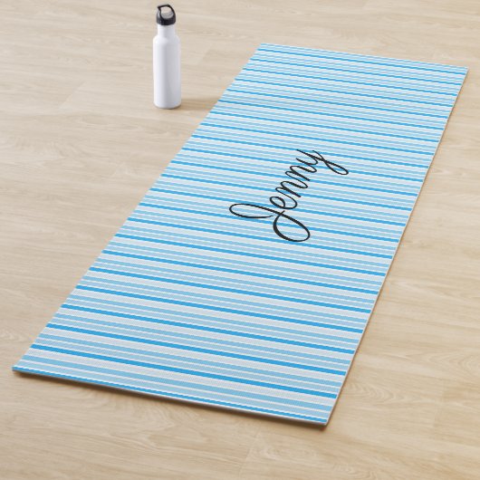 Soft Blue Striped Specified Yoga Mat (In situ)