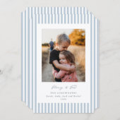 Soft Blue Stripes Glory to God Flat Photo Feestdagenkaart (Voorkant / Achterkant)