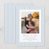 Soft Blue Stripes Happy New Year Flat Photo Feestdagenkaart (Voorkant / Achterkant)