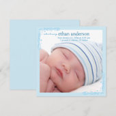 Soft Blue Swirl Baby Boy Foto Aankondiging Geboort (Voorkant / Achterkant)