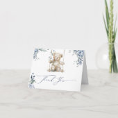 Soft Blue Teddy Swing Baby shower Bedankkaart (Voorkant)