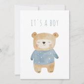 Soft Blue Teddybeer slaperig Baby shower Kaart (Voorkant)