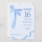 Soft Blue trendy Bow Ribbon Coquette Sweet 16 Kaart (Voorkant)