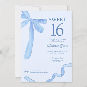Soft Blue trendy Bow Ribbon Coquette Sweet 16 Kaart