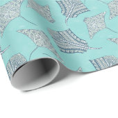 Soft Blue Tribal Stingrays Cadeaupapier (Rol Hoek)