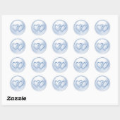 Soft Blue Two Hearts Intertwined Wedding Ronde Sticker (Vel)