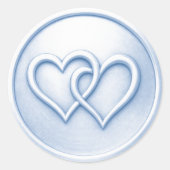 Soft Blue Two Hearts Intertwined Wedding Ronde Sticker (Voorkant)