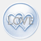 Soft Blue Two Hearts Intertwined Wedding Ronde Sticker (Voorkant)