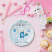 Soft Blue Watercolor Baby Clothesline Papieren Bordje (Feest)