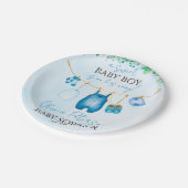 Soft Blue Watercolor Baby Clothesline Papieren Bordje (Gekanteld)