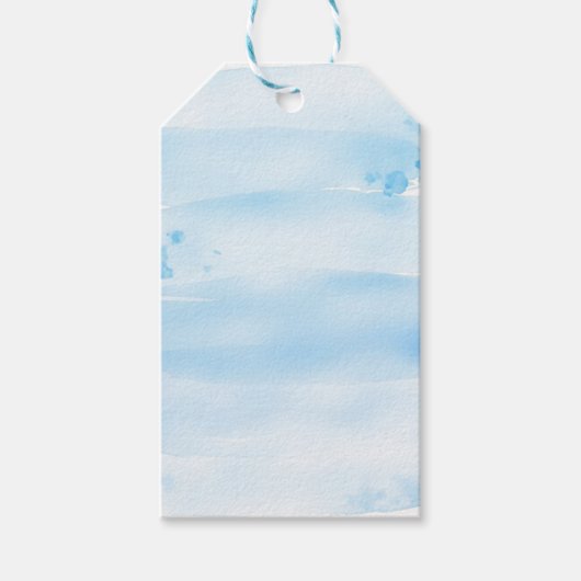 Soft Blue Watercolor Brush Cadeaulabel (Voorkant)