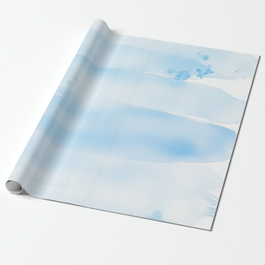 Soft Blue Watercolor Brush Strokes Cadeaupapier (Uitgerold)