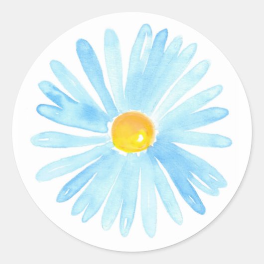 Soft Blue Waterverf Aster Ronde Sticker (Voorkant)
