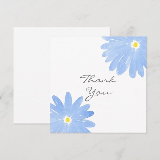 Soft Blue Waterverf Daisies Bedankkaart (Voorkant / Achterkant)