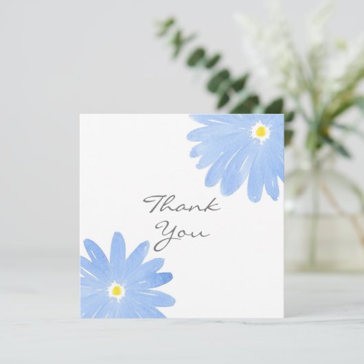 Soft Blue Waterverf Daisies Bedankkaart (Staand voorkant)