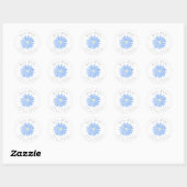 "Soft Blue Waterverf Daisy"-adreslabel Ronde Sticker (Vel)