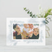 Soft Blue Waterverf Flower kerstfoto-kaart Feestdagenkaart (Staand voorkant)