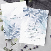 Soft Blue Waterverf Leaves Wedding Invitation Kaart
