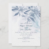 Soft Blue Waterverf Leaves Wedding Invitation Kaart (Voorkant)