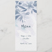 Soft Blue Waterverf Leaves Wedding Menu (Voorkant)