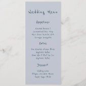 Soft Blue Waterverf Leaves Wedding Menu (Achterkant)