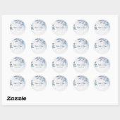 Soft Blue Waterverf Leaves Wedding Ronde Sticker (Vel)