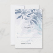 Soft Blue Waterverf Leaves Wedding RSVP Kaartje (Voorkant)