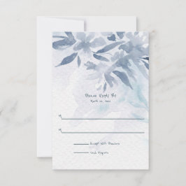 Soft Blue Waterverf Leaves Wedding RSVP Kaartje