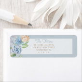 Soft Blue Waterverf Sketting Floral Etiket (Insitu)