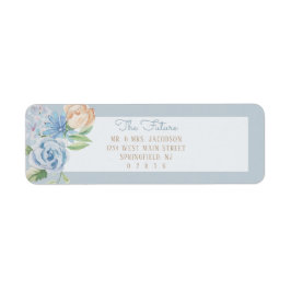 Soft Blue Waterverf Sketting Floral Etiket
