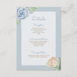 Soft Blue Waterverf Sketting Floral Informatiekaartje