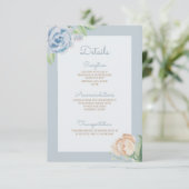 Soft Blue Waterverf Sketting Floral Informatiekaartje (Staand voorkant)