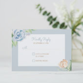 Soft Blue Waterverf Sketting Floral RSVP Kaartje (Staand voorkant)